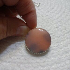 Feminine PERUVIAN PINK OPAL Handmade Sterling 925 Pendant/Chain #831C
